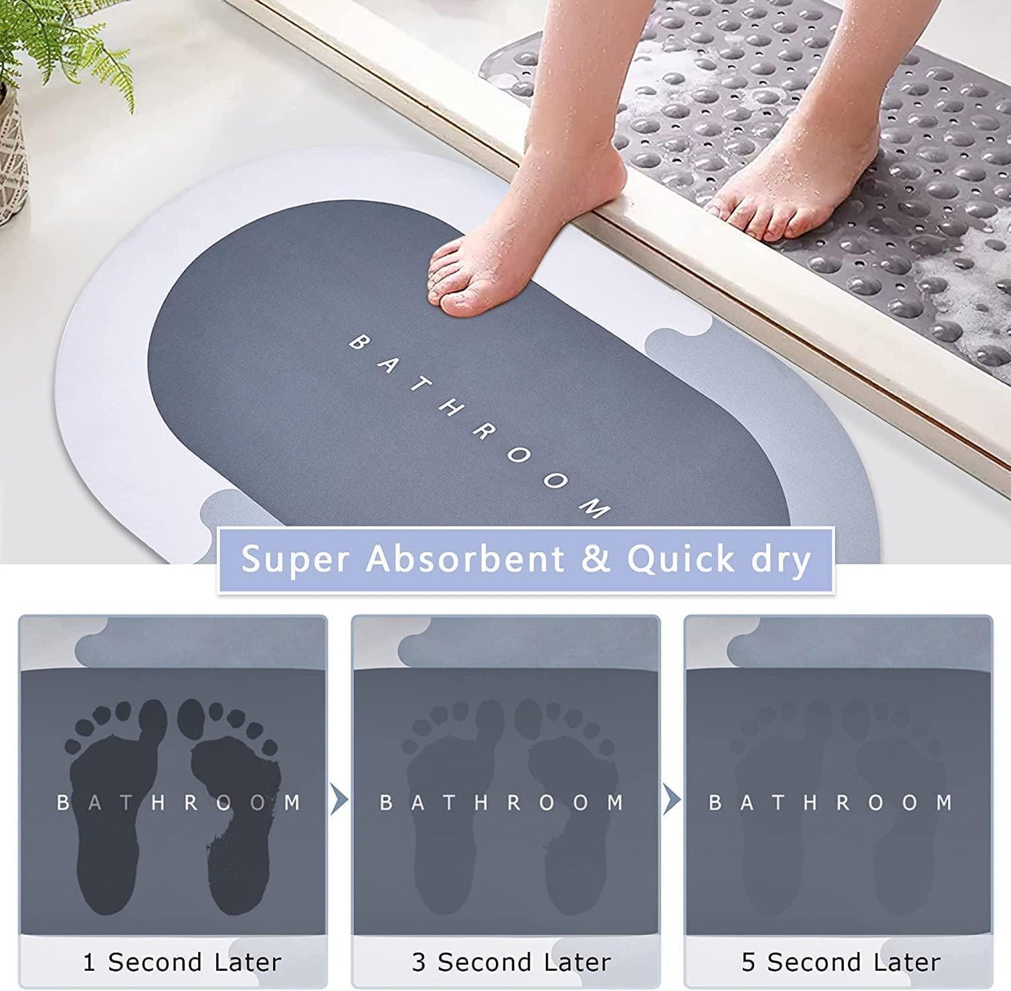 Ultra Absorbent Quick-Dry Non-Slip Bath Floor Mat