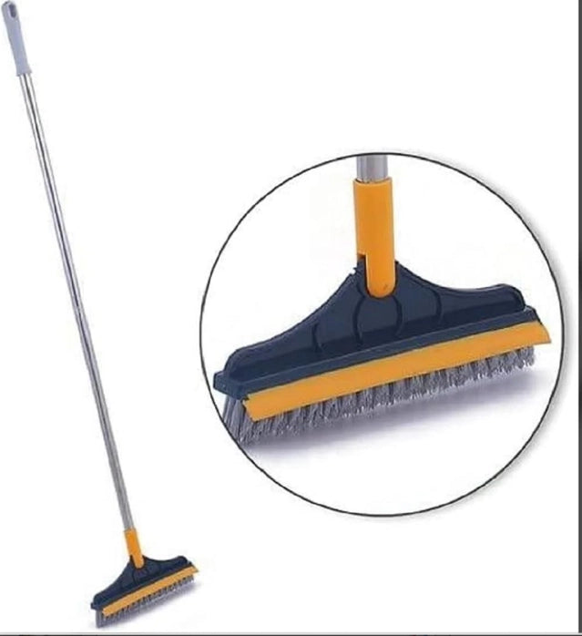Premium 2-in-1 Floor Scrub Cleaning Brush & Wiper | Heavy-Duty Long Handle Floor Cleaning Tool
