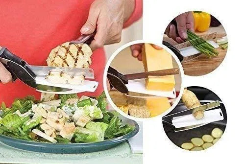 2-in-1 Smart Cleaver Cutter Kitchen Knife & Chopping mini Board