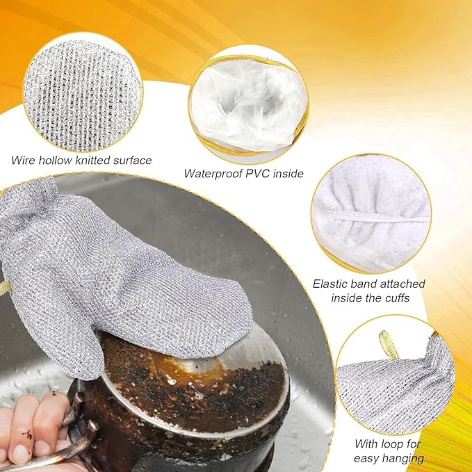 Multipurpose Steel Cleaning Gloves for Dishwashing & Tough Scrubbing