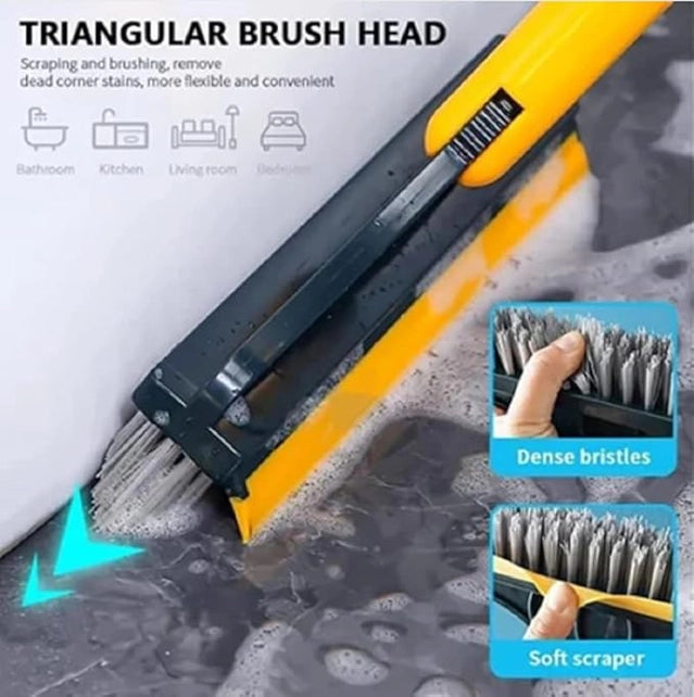 Premium 2-in-1 Floor Scrub Cleaning Brush & Wiper | Heavy-Duty Long Handle Floor Cleaning Tool