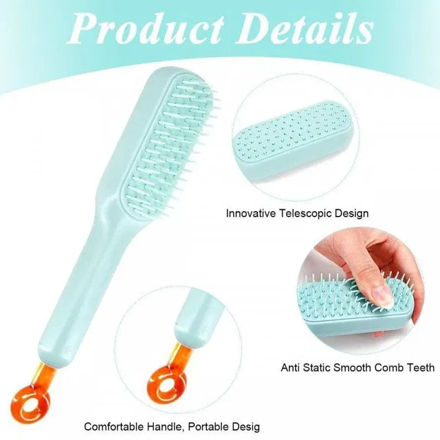Self-Cleaning Anti-Static Massage Hair Comb for Adults & Kids