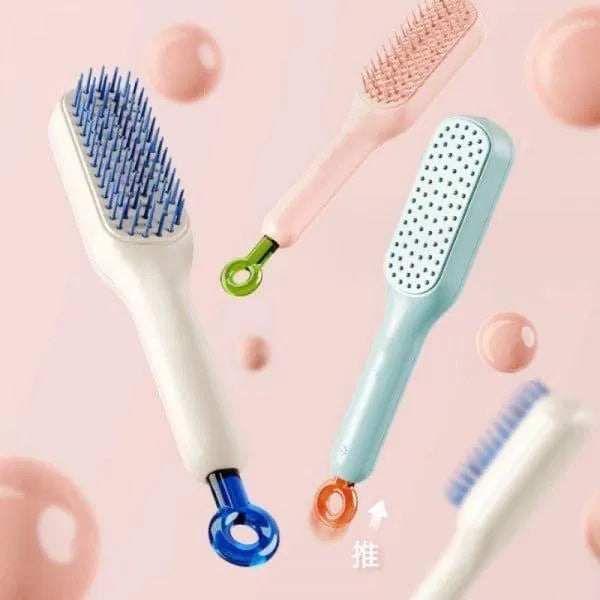 Self-Cleaning Anti-Static Massage Hair Comb for Adults & Kids